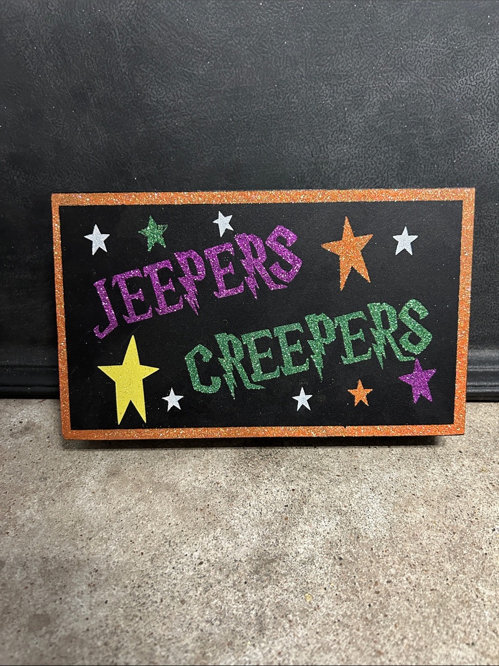 Keepsake 'Jeepers Creepers' Glitter Wall Plaque - Orange Trim